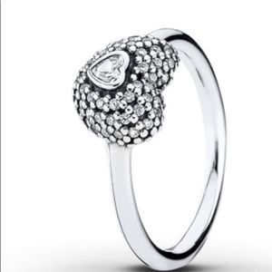 PANDORA HEART RING CLEAR CZ STERLING SILVER